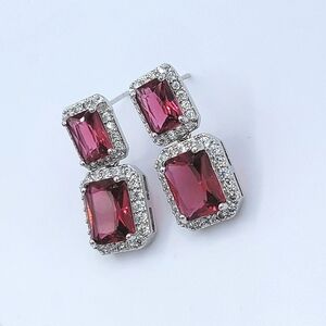 Raspberry Red Crystal Earrings #2467